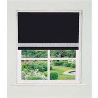 Straight Diamante Edge Border Blackout Roller Blind - Black / 110cm