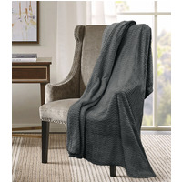 Snug Soft Chevron Patterned Blanket Mink Throw - Charcoal / 150x200 - image 1
