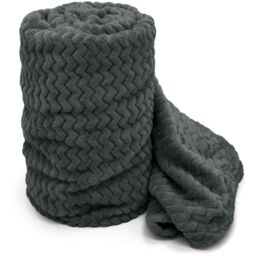 Snug Soft Chevron Patterned Blanket Mink Throw  - Charcoal / 150x200 - thumbnail 4