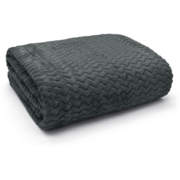 Snug Soft Chevron Patterned Blanket Mink Throw  - Charcoal / 150x200 - thumbnail 5