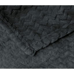 Snug Soft Chevron Patterned Blanket Mink Throw  - Charcoal / 150x200 - thumbnail 3