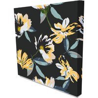 'Yellow and Black Floral' Graphic Art on Canvas - Yellow / 31cm / 46cm - thumbnail 1