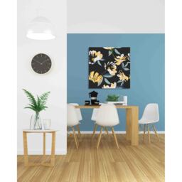 'Yellow and Black Floral' Graphic Art on Canvas - Yellow / 31cm / 46cm - thumbnail 2