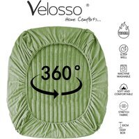 Plush Supersoft Jumbo Cord Ribbed Fitted Sheet Deep Box Olive - Olive / Double - thumbnail 1