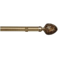 28mm Fixed Length Metal Eyelet Curtain Pole Set - Alexia Finial - Antique Brass / 140cm