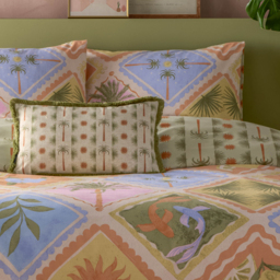 Tropicala Palm Printed Cushion - Multicolour / Feather - thumbnail 2