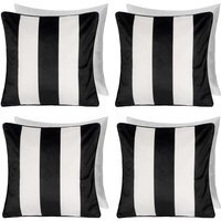 Pack of Matte Velvet Stripe Filled Cushions - White / 4 - image 1