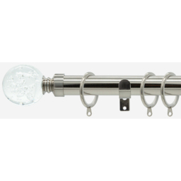 Stainless Steel 28mm Glass Bubbles Fixed Length Metal Curtain Pole - Stainless Steel / 90cm - thumbnail 5