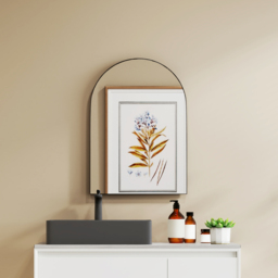 HOMCOM Arch Bathroom Mirror with Steel Framed Wall Mirror Decorative - Black / 50cm - thumbnail 5