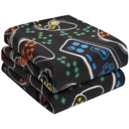 Dreamscene Gaming Fleece Throw Soft Warm Chair Blanket, 120 x 150cm - Black - Black - thumbnail 2