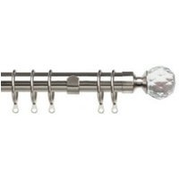25-28mm Crash End Satin Silver Metal Curtain Pole Set - Silver / 200cm - image 1