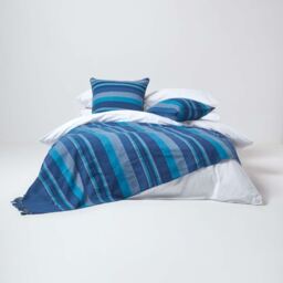 Homescapes Homescapes Cotton Striped Cushion Cover Morocco - Blue / 60cm - thumbnail 4