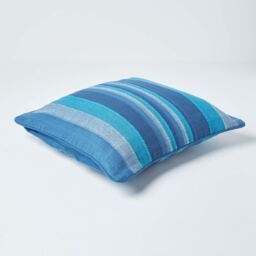Homescapes Homescapes Cotton Striped Cushion Cover Morocco - Blue / 60cm - thumbnail 3
