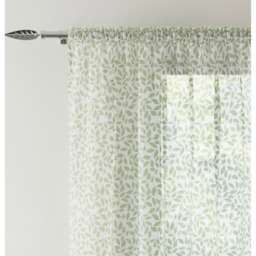 Pair of Sheer Voile Panels with Leaf Print - Green / 137cm - thumbnail 4