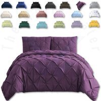 Pintuck Bedding Duvet Cover Set with Matching Pillowcases - Purple Plump / Double - thumbnail 1