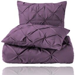 Pintuck Bedding Duvet Cover Set with Matching Pillowcases - Purple Plump / Double - thumbnail 4