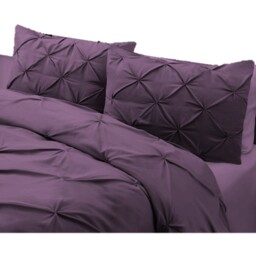 Pintuck Bedding Duvet Cover Set with Matching Pillowcases - Purple Plump / Double - thumbnail 5