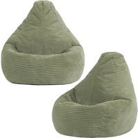 Children's Bean Bag Dalton Chair in Cord, Set of 2 - Sage Green