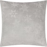 Snowflakes Embossed Fleece Cushion Cover - Grey