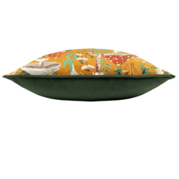 Wild Gardens Mushroom Repeat Velvet Piped Cushion - Multicolour / Feather - thumbnail 5
