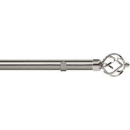 28mm Fixed Length Metal Eyelet Curtain Pole Set - Cage Finial - Satin Silver / 160cm - thumbnail 2