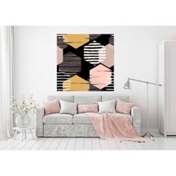 'Hexagon Trending' Graphic Art Print on Canvas - Yellow / 46cm - thumbnail 2