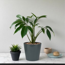 Ceramic Glossy Grey Indoor Plant, Cache Pot - 12cm - thumbnail 5