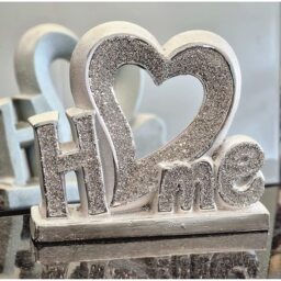 Heart Jewel Crushed Diamond Home Sign Letters - Silver - thumbnail 2
