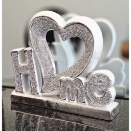 Heart Jewel Crushed Diamond Home Sign Letters - Silver - thumbnail 3