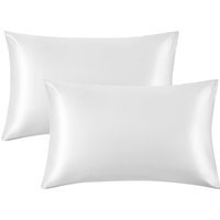 Silk Satin Pillowcase Pair - White - image 1