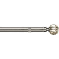 28mm Fixed Length Metal Eyelet Curtain Pole Set - Dynasty Finial - Satin Silver / 180cm - thumbnail 1