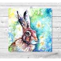 Meadow Hare Canvas Wall Art - Brown / 16 x 16 in