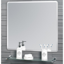 Trafalgar Frameless Square Large Wall Mounted Bathroom Mirror - Glass / 45cm - thumbnail 2