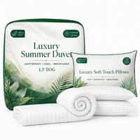 Luxury 1.5 Tog Summer Duvet & Pillow Set - Lightweight, Anti-Allergy, OEKO-TEX Certified - White / King / 1.5