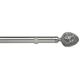28mm Fixed Length Metal Eyelet Curtain Pole Set - Alexia Finial - Chrome / 80cm - thumbnail 2