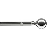 28mm Fixed Length Metal Eyelet Curtain Pole Set - Sphere Finial - Chrome / 270cm - thumbnail 1