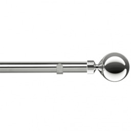28mm Fixed Length Metal Eyelet Curtain Pole Set - Sphere Finial - Chrome / 270cm - thumbnail 2