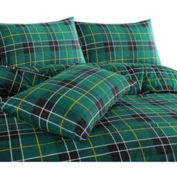 Flannelette Tartan Check Duvet Cover Set Set - Green / Superking - thumbnail 2