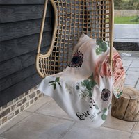 Garden Flower Pink Peach Rose White Anemone Blanket - Pink - image 1
