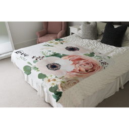 Garden Flower Pink Peach Rose White Anemone Blanket - Pink - thumbnail 4