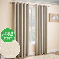 Pair of Vogue Eyelet Thermal Dimout Curtains - Cream / 229cm / 183cm - image 1