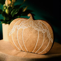 Halloween Pumpkin Wooden Ornament - Brown - thumbnail 1