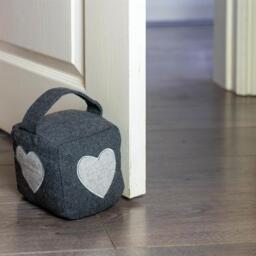 16 x 16cm Mismatched Herringbone Door Stop Set Pack of 2 - Grey - thumbnail 4