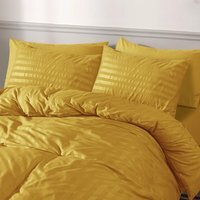 Satin Stripe Duvet Covers - Ochre / Single - thumbnail 1