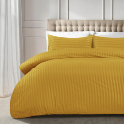 Satin Stripe Duvet Covers - Ochre / Single - thumbnail 2