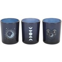 Set of 3 Blue Moon Votive Candle Holders Celestial Decor Gifts - Blue - image 1