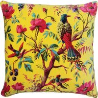 Paradise Velvet Cushion - Yellow / Feather