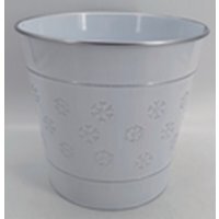 Classic White Frosted Snowflakes Pot for Décor - Off White