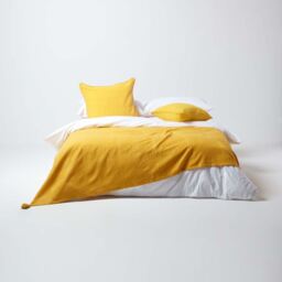 Homescapes Cotton Rajput Ribbed Cushion Cover - Yellow / 45cm - thumbnail 2