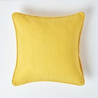 Homescapes Cotton Rajput Ribbed Cushion Cover - Yellow / 45cm - thumbnail 1
